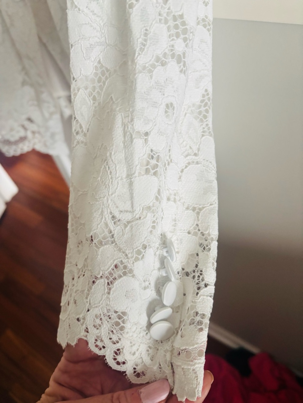 Torrid Off White Lace Dressy Blazer with Sheer Floral Sleeves - Picture 6 of 6